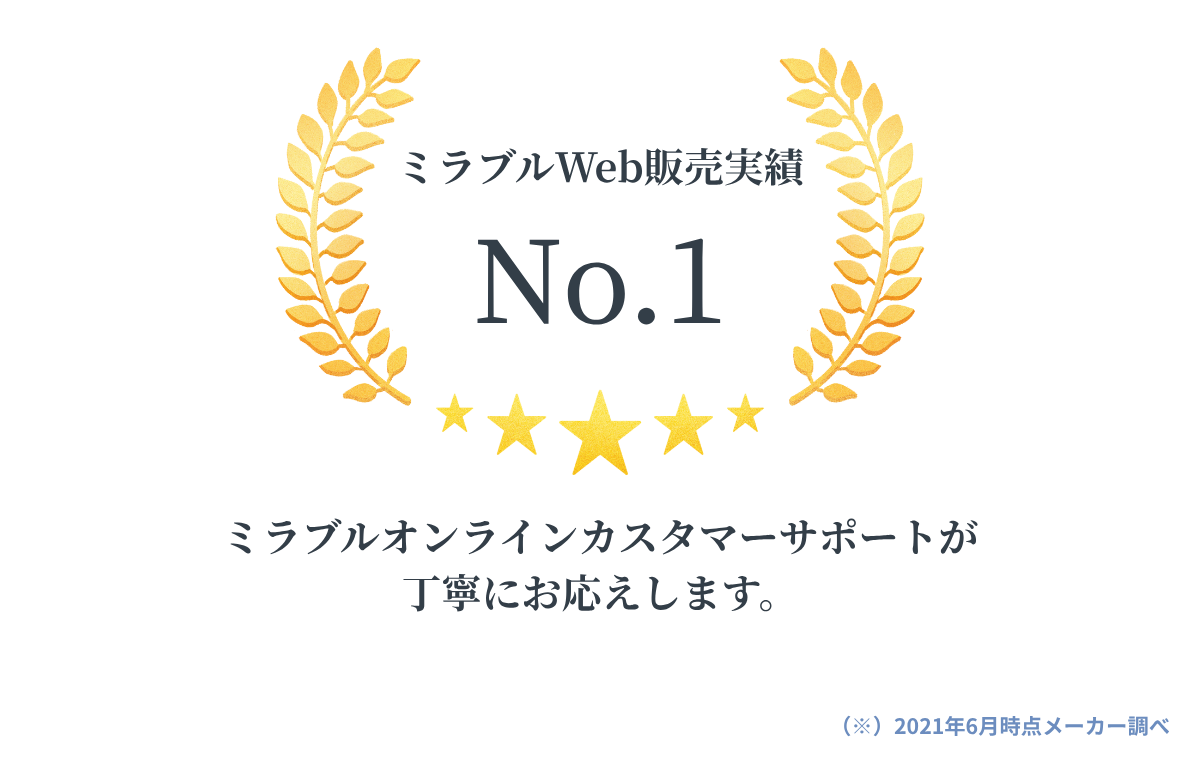 ミラブルWeb販売実績No.1 ミラブルオンラインカスタマーサポートが丁寧にお応えします。